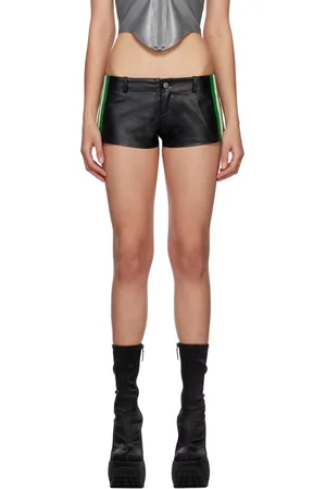 Miaou Black Devon Faux-Leather Shorts
