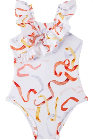 Chloé Bambina Costumi Interi - Baby White Printed One-Piece Swimsuit