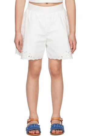 Chloé Kids White Scalloped Shorts