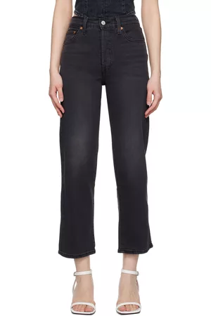 Levi's Donna Pantaloni chinos - Black Ribcage Straight Ankle Jeans