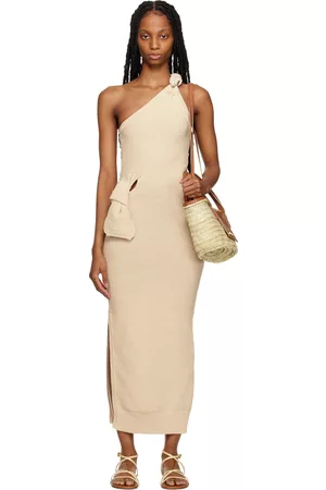 Jacquemus Beige Le Raphia 'La Robe Maille Noeud' Maxi Dress