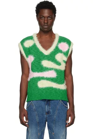 Andersson Bell Uomo Camicie - SSENSE Exclusive Green Hairy Wave Vest