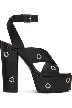 Alaïa Black Eyelets Platform Sandals