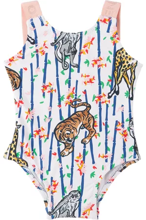 Kenzo Baby White Paris Printed One-Piece Swimsuit