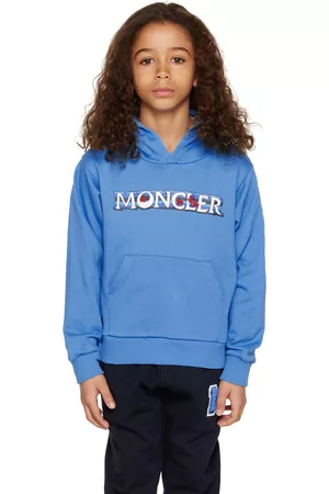 Moncler Kids Blue Embroidered Hoodie