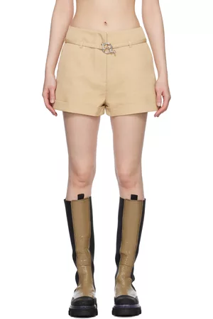 Ganni Donna Pantaloncini - Khaki Belt Shorts