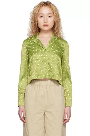 Ganni Green Crinkled Shirt