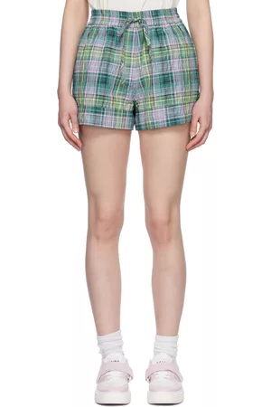 Ganni Donna Pantaloncini - Green Check Shorts