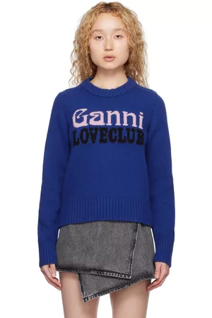 Ganni Blue Jacquard Sweater