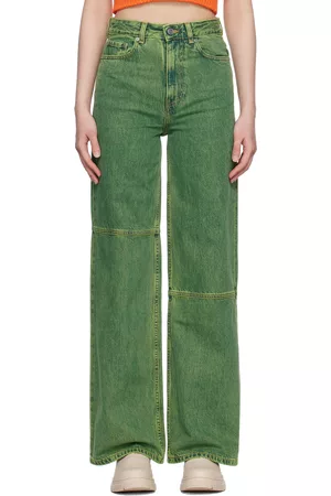 Ganni Green Faded Jeans
