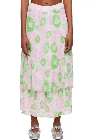 Ganni Pink & Green Layered Midi Skirt