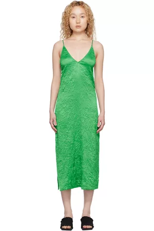 Ganni Green Vented Midi Dress