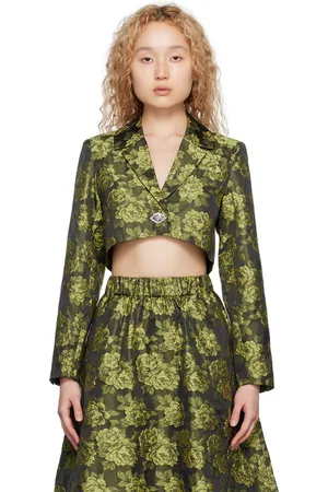 Ganni Black & Yellow Flower Blazer