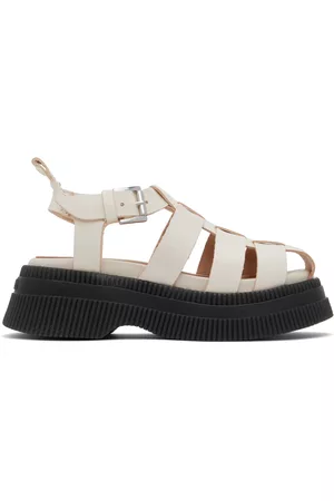 Ganni Donna Sandali - Off-White Grid Sandals