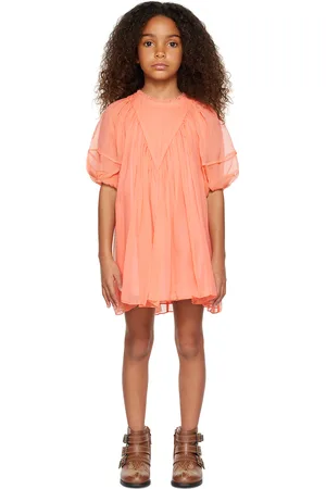 Chloé Kids Orange Gathered Dress