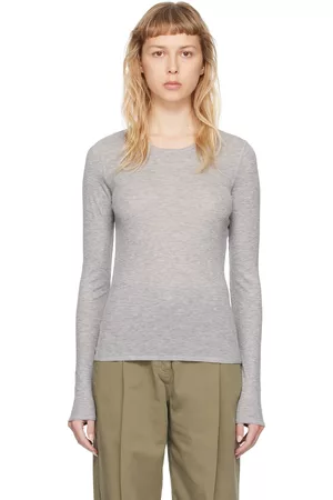Dagmar Donna T-shirt - Gray Round Neck Long Sleeve T-Shirt