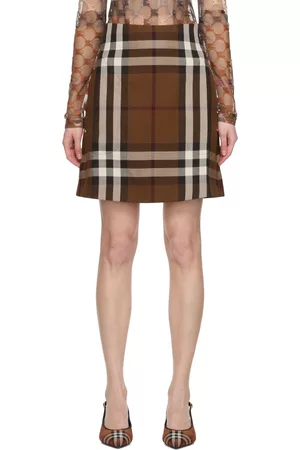 Burberry Donna Minigonne - Brown Check Miniskirt