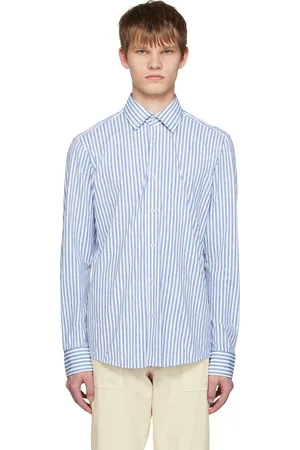 HUGO BOSS White & Navy Striped Shirt