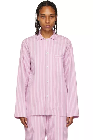 Tekla Donna Pigiami - Pink Striped Pyjama Shirt