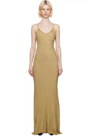 Victoria Beckham Donna Vestiti lunghi - Gold V-Neck Maxi Dress