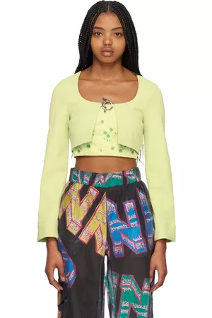 Ganni Donna Bluse - Green Cropped Blouse