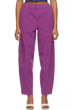 Ganni Donna Pantaloni - Purple Elasticized Curve Trousers