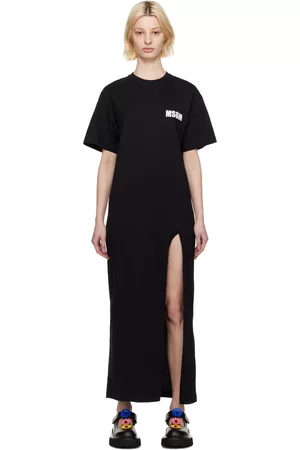 Msgm Donna Vestiti lunghi - Black Side Slit Maxi Dress