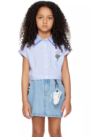 OFF-WHITE Camicie - Kids Blue Cropped Shirt