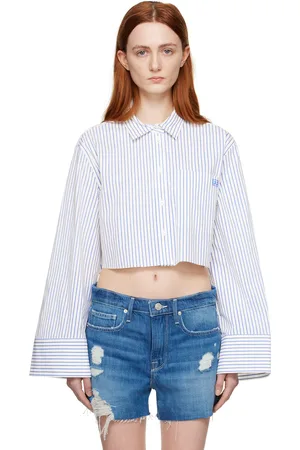 Frame Blue & White Cropped Shirt