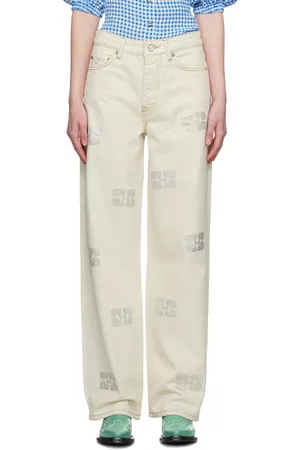 Ganni Donna Pantaloni - Off-White Sparkle Izey Jeans
