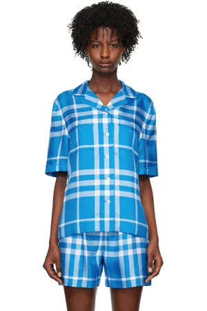 Burberry Blue Exaggerated Check Shirt
