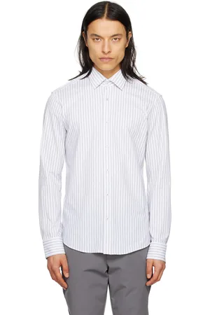 HUGO BOSS White & Gray Striped Shirt