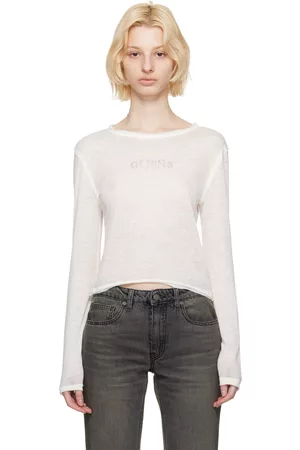 Guess Donna T-shirt - White Crystal Long Sleeve T-Shirt