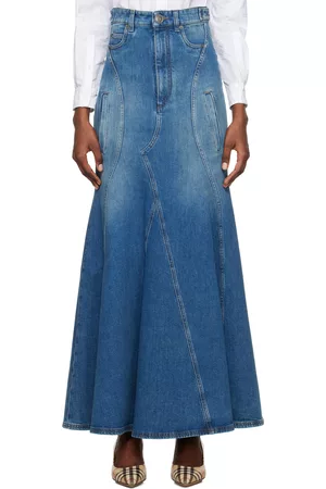 Burberry Donna Gonne lunghe - Blue Paneled Denim Maxi Skirt