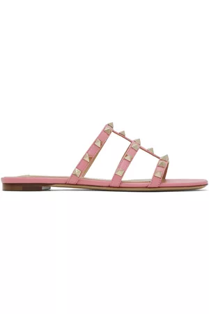 VALENTINO GARAVANI Donna Sandali - Pink Rockstud Flat Sandals