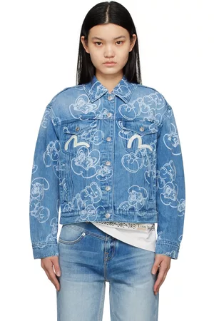 Evisu Donna Giacche - Blue Printed Denim Jacket