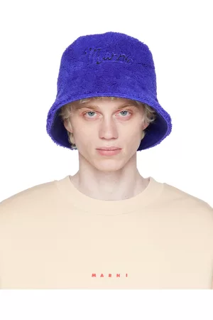 Marni Uomo Cappello Bucket - Blue Embroidered Bucket Hat