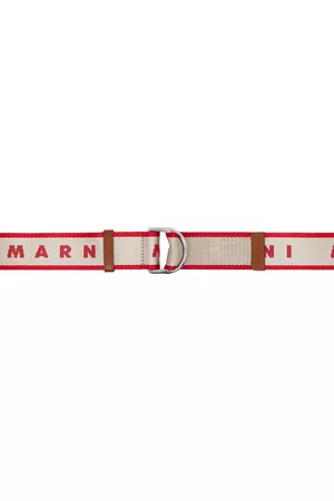 Marni Donna Cinture - Beige & Red Logo Belt
