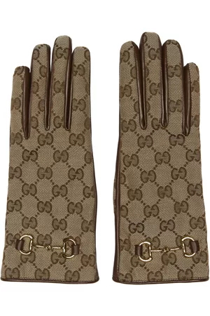 Gucci Donna Guanti - Beige & Brown Canvas GG Gloves