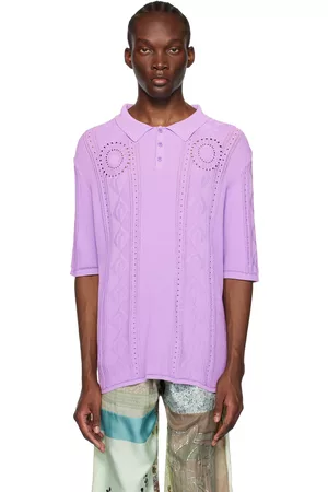 Marine Serre Uomo Polo - Purple Pointelle Polo