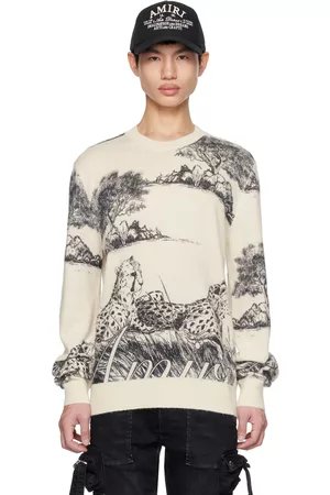 AMIRI Uomo Maglione jacquard - Beige Leopard Sweater