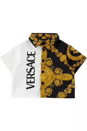 VERSACE Camicie - Baby White & Black Maschera Baroque Shirt