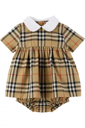 Burberry Bambina Vestiti - Baby Beige Check Dress & Bloomers Set