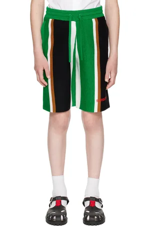 Burberry Kids Green & Black Striped Shorts