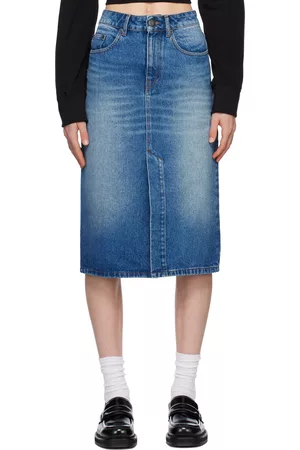 Ami Donna Gonne midi - Blue Pencil Denim Midi Skirt