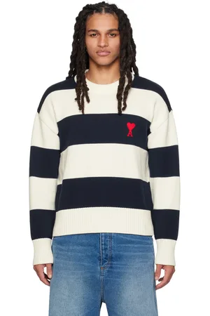 Ami Off-White & Navy Ami de Cœur Sweater