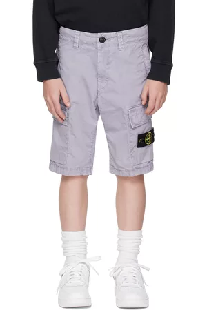Stone Island Pantaloncini - Kids Purple Garment-Dyed Shorts