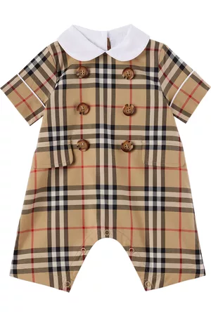 Burberry Bambina Tute e salopette - Baby Beige Check Jumpsuit