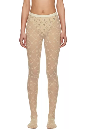 Marine Serre Donna Collant - Beige Monogram Tights