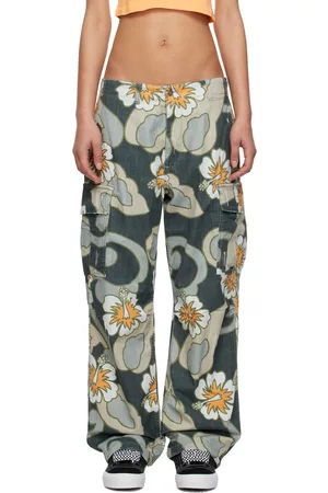 ERL Donna Jeans a zampa & bootcut - Multicolor Printed Denim Trousers